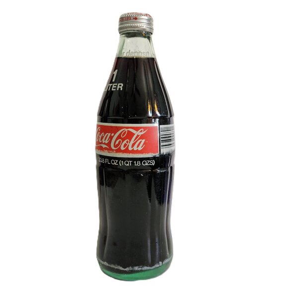 RARE 1977 Original SEALED Coca-Cola 1Ltr Green Glass Hobble Skirt Bottle Vintage - Picture 3 of 12